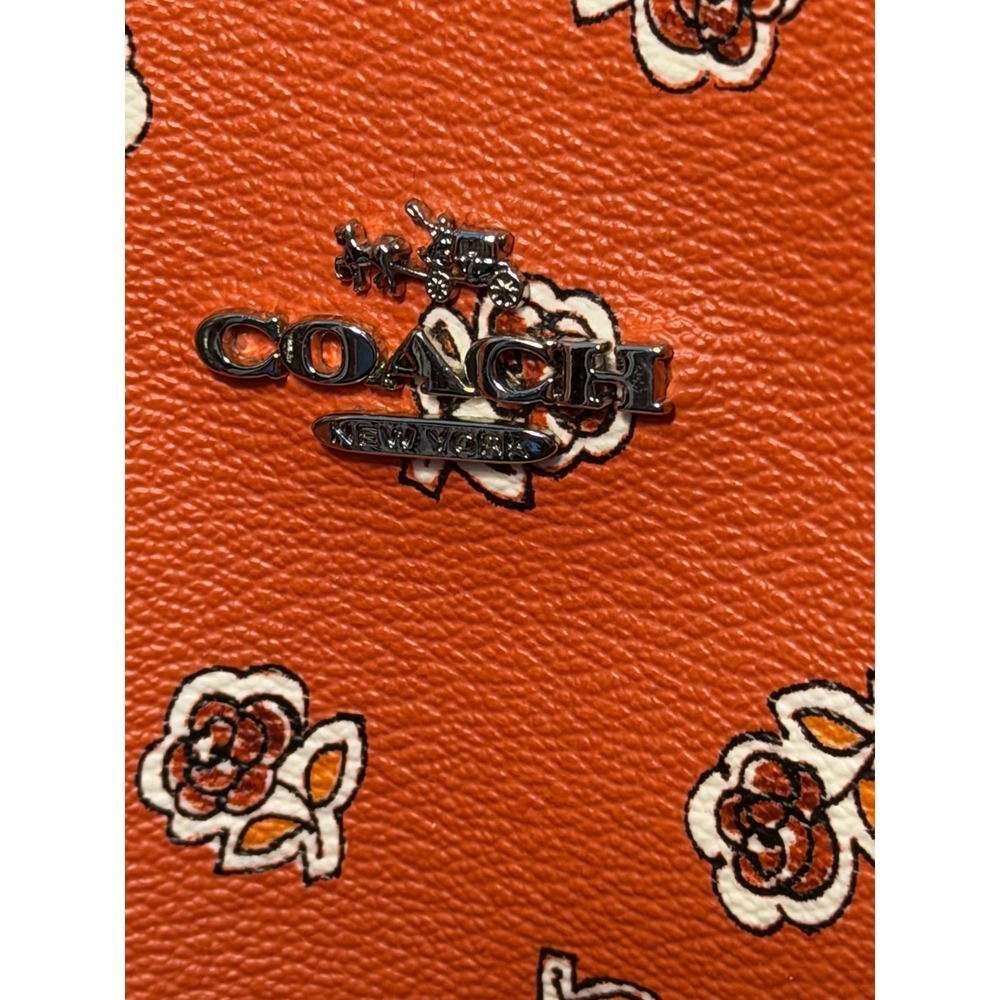 Coach City Tote Orange Rose Floral Print Crossgrain Leather Bag F31207 - Picture 3 of 9